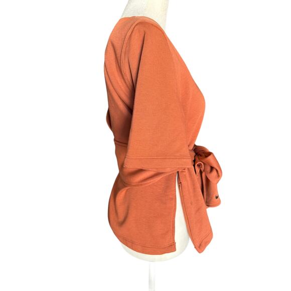 Nike Studio Yoga Training Top SS Wrap Rust Size Small - Picture 6 of 9